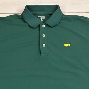 Masters Tech Polo Shirt Mens M Green Solid Golf Performance Short Sleeve